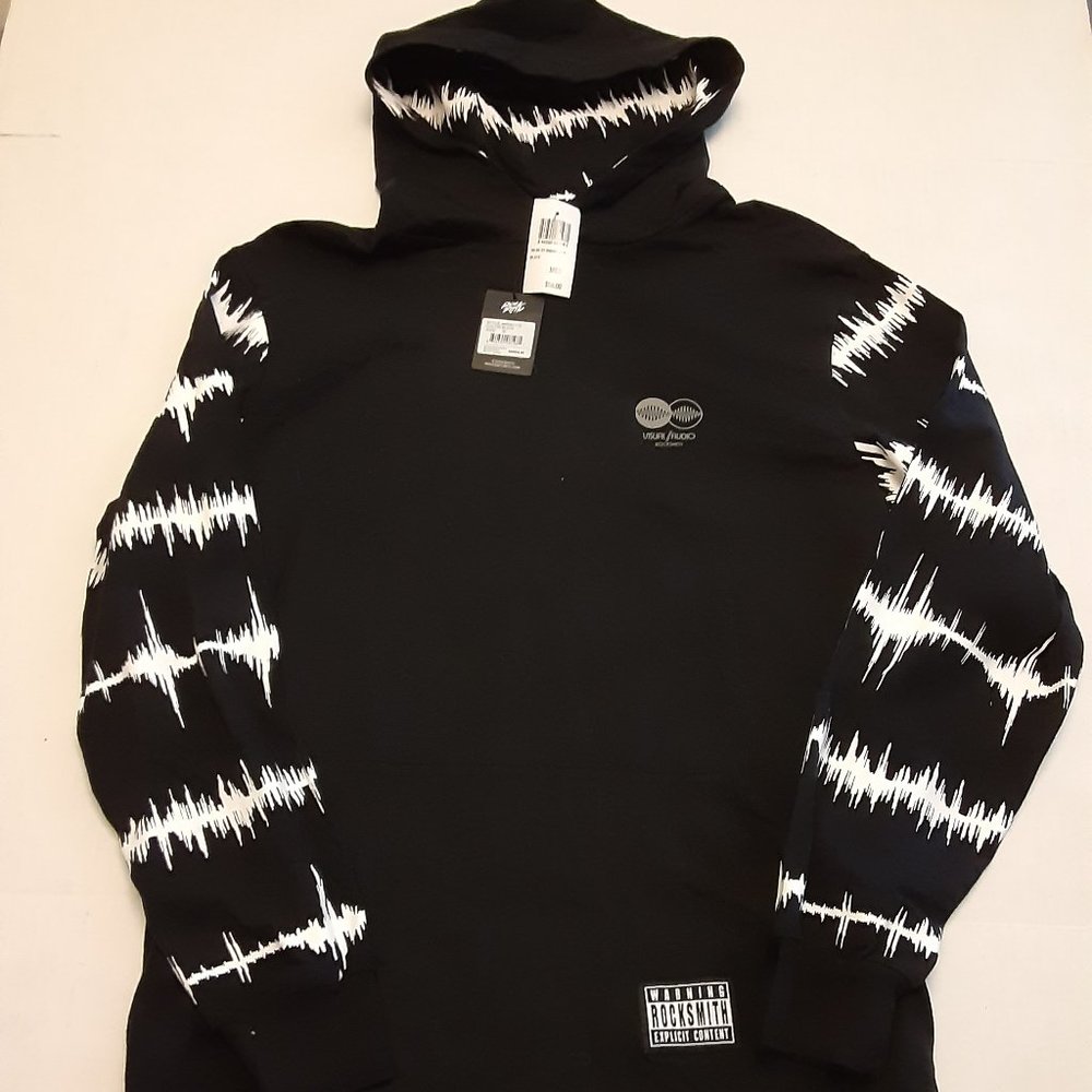 NEW ROCKSMITH BLACK HOODIE light weight shirt  JACKET MENS LARGE + cap